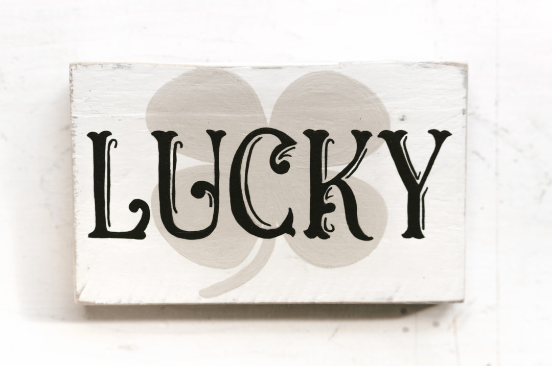 Lucky and Four Leaf Clover Tiny Reclaimed Wood Sign - Image 4