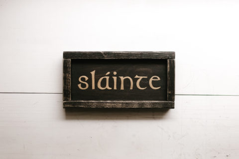 Slainte Gold and Black Framed Wood Sign