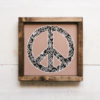 Floral Pattern Peace Sign Wood Sign (Mauve, Black and White)