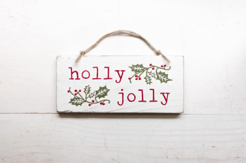 Holly Jolly Reclaimed Tiny Wood Sign Christmas Decor