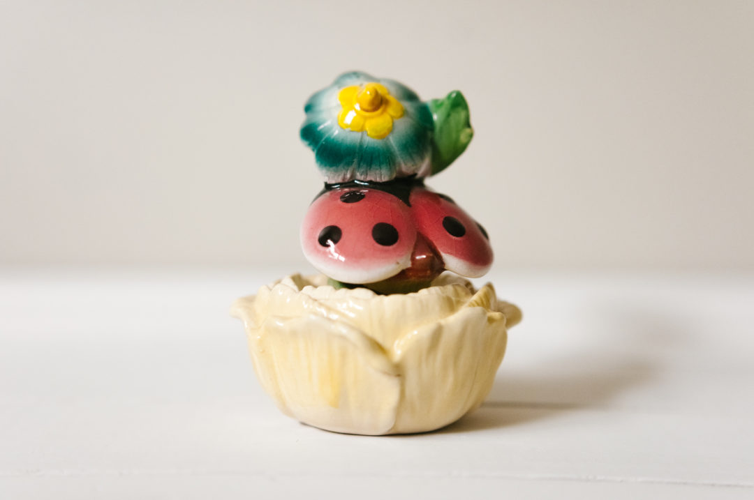 Vintage Ladybug on Yellow Flower Stacked Salt and Pepper Set - Image 5