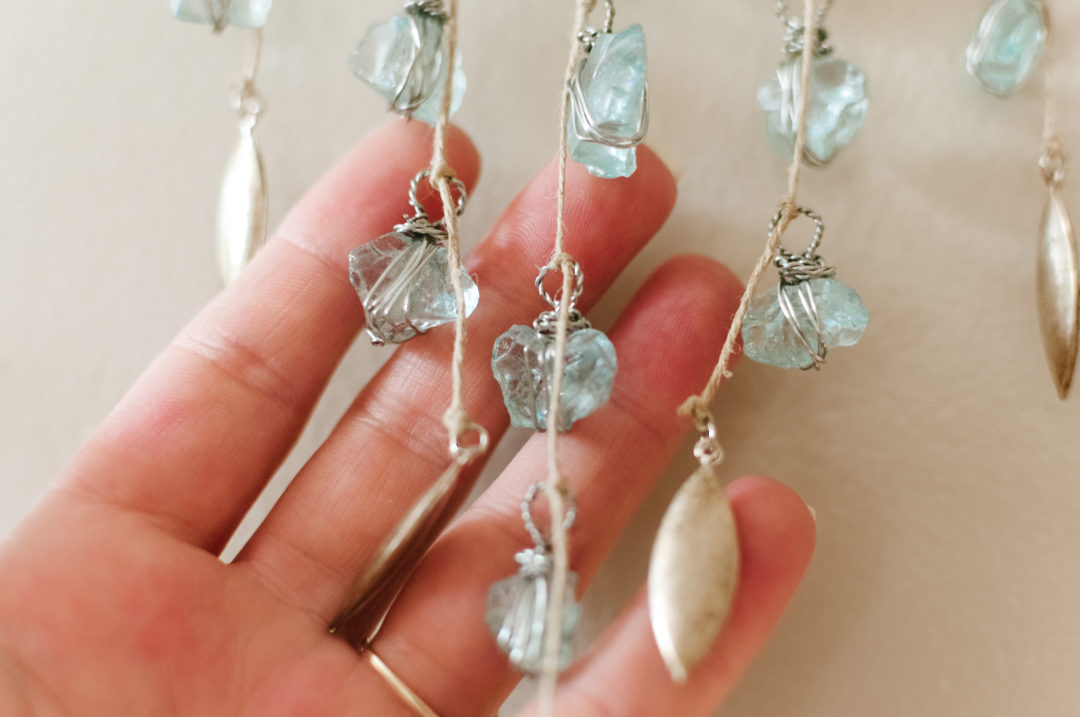 Branch Art No.12 Light Blue Glass Reclaimed Metal Accents Hanging Branch Wall Art or Suncatcher - Image 4
