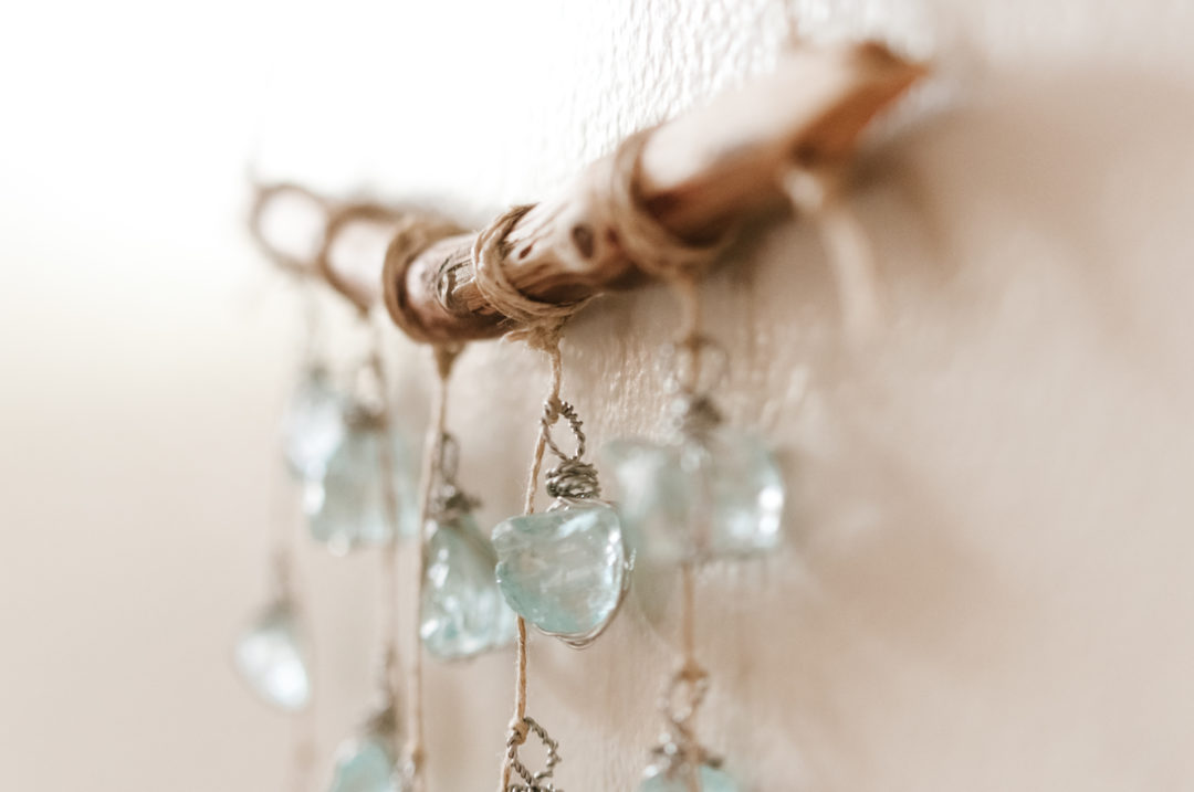 Branch Art No.12 Light Blue Glass Reclaimed Metal Accents Hanging Branch Wall Art or Suncatcher - Image 9