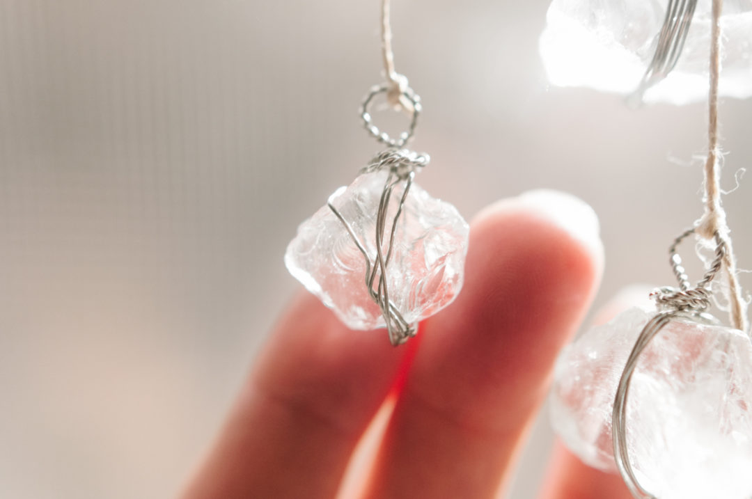 Branch Art No.13 | Clear, Tumbled Glass with Silver-Colored Wire Wraps | Hanging Branch Wall Art or Suncatcher - Image 5