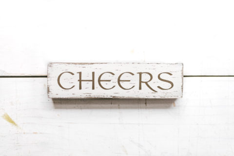 Cheers Wood Block Mini Sign |Bar Decor | Tiered Tray, Desk or Shelf | 5.5 inches x 1.5 inches